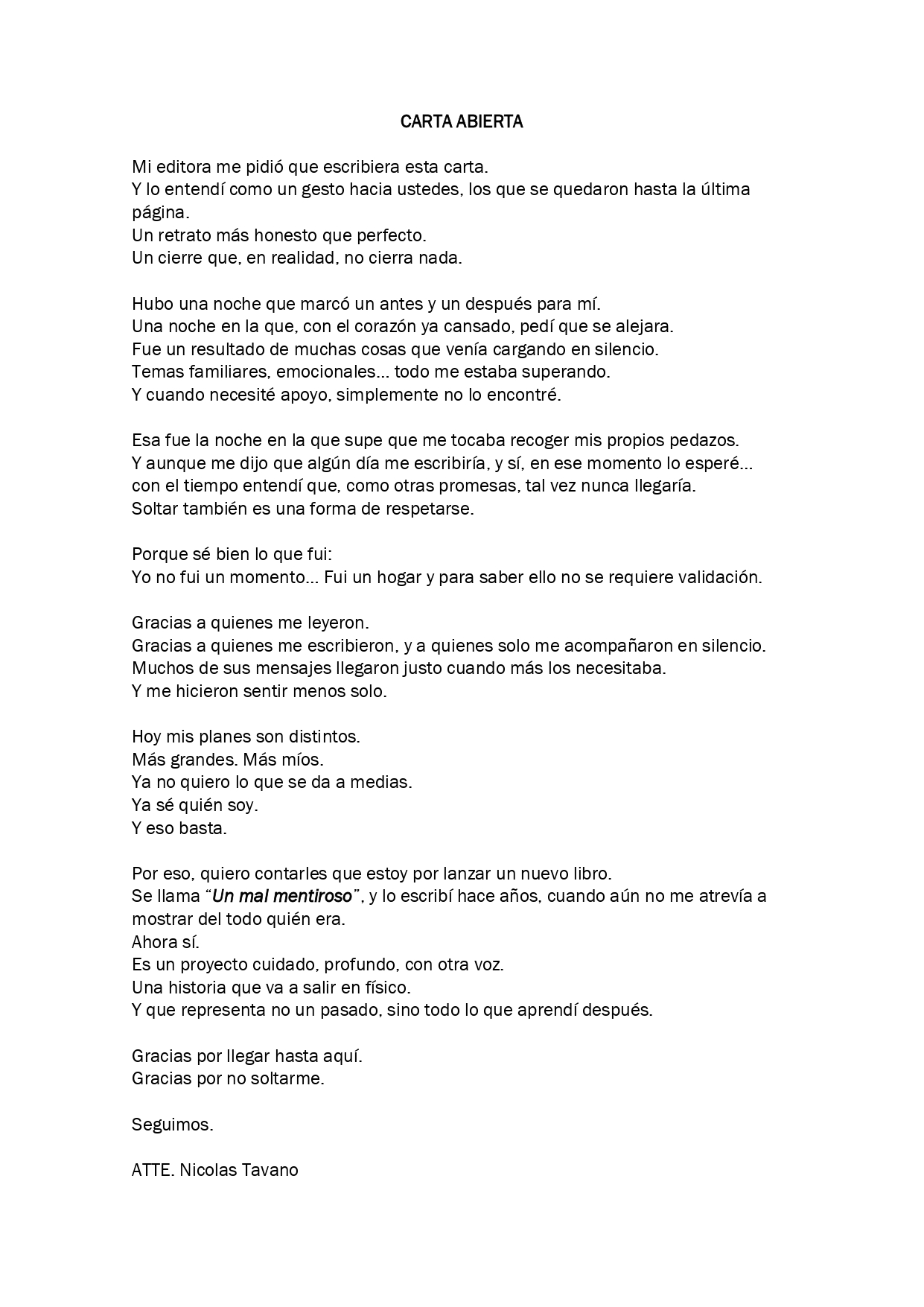 Carta abierta